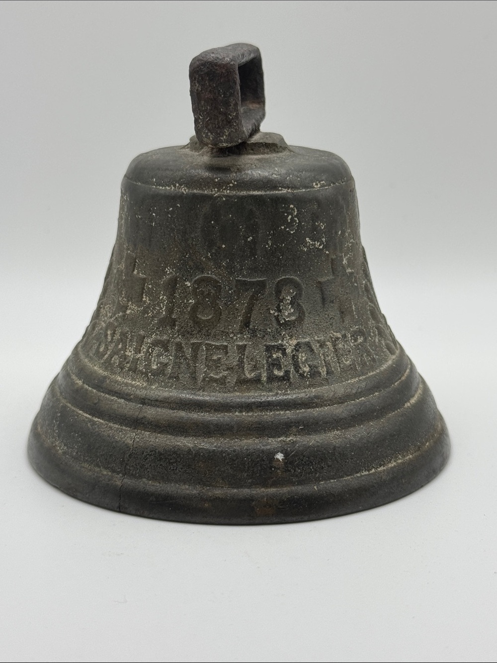 Antique Swiss Bronze COW BELL Saignelegier Chiantel Foundry Cross 1878